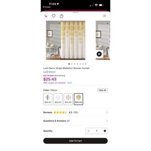 Lush Decor Stripe Medallion Shower Curtain Yellow White 72x72 Polyester
